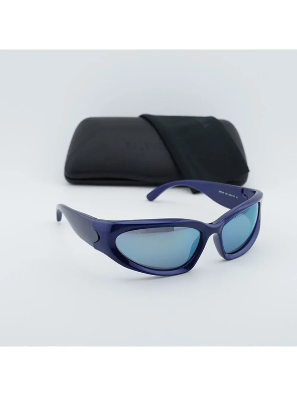 Balenciaga BB0157S 009 Sport Sunglasses Blue Geometric Frame, Blue Lenses - Picture 10 of 11